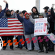 General Motors employees gather outside the plant for a protest, Wednesday, March 6, 2019, in Lordstown, Ohio.